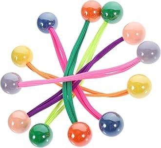 12pcs Pearl Hair Ties - Colorful Elastic Ponytail Holders, Hair Rings, Balls and Ropes for Thin Hair, Acrylic Headgear for Girls