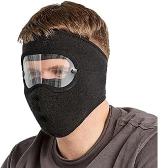 Cotton Uni Full Winter Face Mask Windproof Sun Protection Warm Eye Protection Screen Goggles Cycling and Bike Mask for Men Women (Black, 1 Pack)