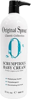Original Sprout Scrumptious Baby Cream, Gentle Moisturizing Cream for Dry, Sensitive Skin & Diaper Rash, Non-Greasy Baby Lotion with Zinc Oxide & Calendula for Face & Body, 32 fl oz