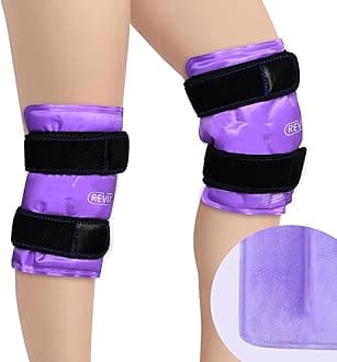 REVIX Reusable Knee Ice Pack Wrap for Post-Workout Recovery, Gel Ice Pack Knee with Cold Compression Therapy, Soft Plush Cover and Hands-Free Application, A Set of Two