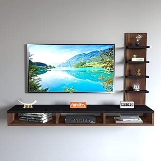 Furnifry Wooden TV Entertainment Unit/Wall Set Top Box Shelf Stand/Tv Cabinet For Wall/Set Top Box Holder For Home/Living Room (Black And Walnut), (10 X 10 X 5Cm)