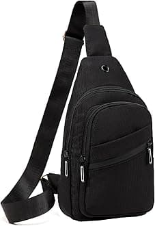 Crossbody Small Sling Backpack Sling Bag for Women, Chest Bag Daypack Crossbody for Travel Sport Running Hiking Black White