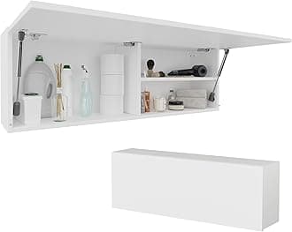 PLATAN ROOM Bathroom Cabinet 60/80/120 Wide Bathroom Furniture Bathroom Folding Wall Cabinet High Gloss Matt White (White Matt/White Matt, 120 x 40 x 25)