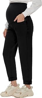 POSHGLAM Women's Maternity Jeans Over Belly Comfy Stretch 28'' Boyfriend Jeans Loose Pregnancy Pants, S-XXL