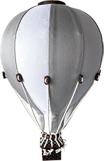 Hot Air Balloon Decor Nursery | Baby Kids Room Hanging Mobile Set (Grey, Small)