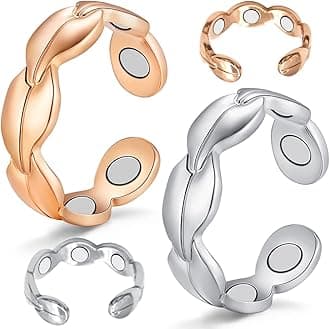 2PCS Copper Rings for Women Ultra Strength Magnets Adjustable Magnetic Rings with Present Box