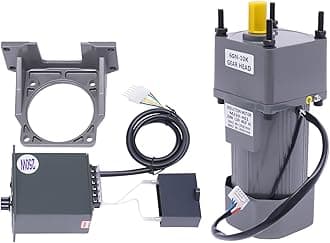 Electric Motor Gear Reduction Motor 250W 10K Adjustable Speed AC Gear Motor, 0-135rpm Portable Reversible Single-Phase Variable Gear Reducer with Speed Controller & Bracket(Reduction Ratio 1:10)