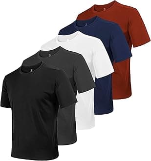 AJGAI2&5 Pack Men's Sports T Shirts,Crew Neck Breathable Quick-Dry Short Sleeve, Lightweight Gym Tee for Athletic Running Casual