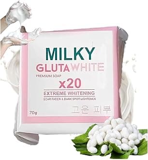 Milky Gluta 𝐖𝐡𝐢𝐭𝐞 Soap 20x, Glutamilk 𝐖𝐡𝐢𝐭𝐞𝐧𝐢𝐧𝐠 Bar Soap, For Face & Body, Deep Cleanse, Exfoliate (1PCS)
