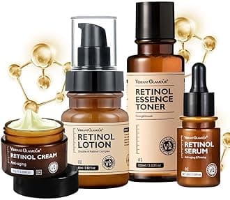 Vibrant Glamour Anti - Aging Retinol Cream and Serum Combo, Retinol Anti Aging Face Cream & Essence, Retinol Firming & Revitalizing Cream, Vibrant Glamour Retinol Essence Toner (1Set)