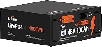 Litime 48V 100Ah LiFePO4 Battery, Grade A Cells Lithium Battery, 4800W Load Power, Solid Metal Case with 4000~15000 Cycles & 10 Years Lifetime, Perfect for Solar, Marine, Van, Off-Grid