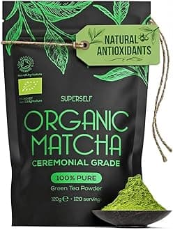 Organic Matcha Powder - Ceremonial Grade & 100% Pure - Smooth Taste & Vibrant Green - Macha for Straight Tea, Lattes, Baking - Certified Organic - Japanese Stone Ground Method - Large 120g