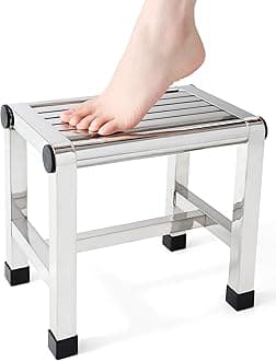 Shower Foot Stool Rest Shaving Legs Small Step Inside Bathroom Stainless Steel Seat Bath Metal Waterproof Prevent Slipping No Installation