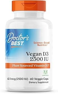 Doctor's Best Vitamin D3 2500IU with Vitashine D3, Non-GMO, Vegan, Gluten Free, Soy Free, Regulates Immune Function, Supports Healthy Bones, 60 Count