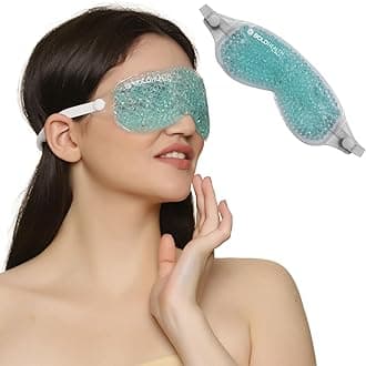 Cooling Eye Gel Mask with Beads Ice Pad for Dark Circles, Redness & Puffiness Relaxing Eye Cooling Patch for Men & Women Blue pack of 1