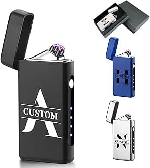 Customized Electronic Lighter | Personalized USB Rechargeable Windproof Flameless Plasma Lighter with Battery Indicator (Upgraded) | 4 Colors for Cigarettes, Candles & Outdoor/Indoor Use.
