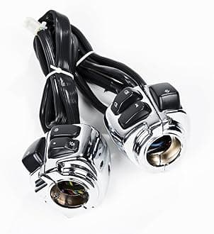 Chrome Switch Control+Hand Grips+Clutch Hydraulic Brake Master Cylinder Levers Compatible with 96-12 Harley Dyna Softail Sportster V-Rod 1" Handlebar (Switch Control, Chrome)