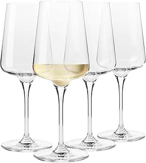 Krosno Infinity White Wine Glasses, 380 ml, Set of 4, Handcrafted Glass, Elegant and Timeless Design, Ideal for White Wine and Spritzers, Made in Europe