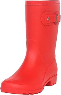 Fubotao Women's Mid Calf Rain Boots Waterproof Fashion Garden Shoes Anti-slipping Rainboots For Women Comfortable Insole Light Rain Shoes