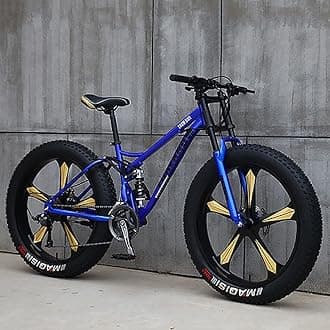 26Inch Mountain Bikes, Adult Fat Tire Mountain Trail Bike, 27 Speed Bicycle, High-carbon Steel Frame Full Suspension Dual Disc Brake, 4.0 Inch Thick Wheel Mountain Snow Beach Bikes