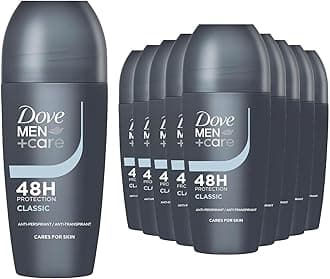 Dove Men+Care Roll On Classic 48 Hours Sweat and Odour Protection with Long Lasting Fresh and Clean Fragrance Antiperspirant Travel Size Deodorant, 50ml Pack of 12