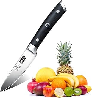SHAN ZU Kitchen Paring Knife 9.5 cm Japanese Chef Peeling Knives High Carbon Professional Fruit Vegetable Knife German Stainless Steel with Ergonomic Pakkawood Handle
