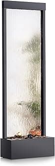 72" Tall Indoor/Outdoor Mirror Zen Waterfall Fountain with Stones and Lights