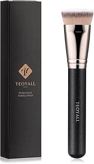 TEOYALL Flat Top Contour Brsuh, Soft Dense Synthetic Bristles Sculpt Contour Blending Buffing Brush For Liquid Cream Contour Bronzer