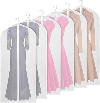 Univivi Clear Garment Bags for Hanging Clothes 60 inch Clear Dress Bags for Storage 6Pack Suit Cover for Long Gown Coat