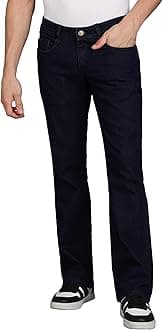 Urbano FashionMen's Washed Bootcut Jeans Stretchable