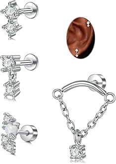 Silver Gold Cartilage Earring for Women Hypoallergenic Flat Back Earrings Threadless Helix Earring Tragus Studs 6mm Cartilage Jewelry Flatback Surgical Steel Butterfly Heart Earrings for Women