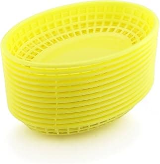 New Star Foodservice Fast Food Baskets, 9.25" x 6", Oval (Yellow, Three Dozen)