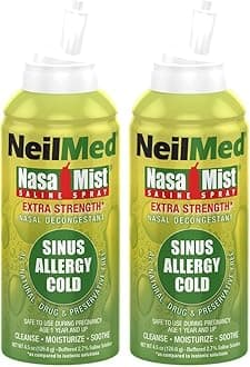 NeilMed NasaMist Hypertonic Extra Strength Saline Spray,Green 4.5 fl oz (Pack of 2)