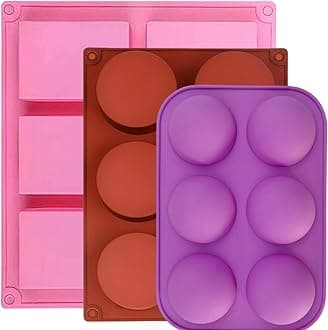 3-in-1 Silicone Mold Set for Chocolate, Candy, Cookies & Soap–Round, Semi-Sphere & Rectangle Shapes–Flexible, Non-Stick, BPA-Free, Large Size–Perfect for Hot Chocolate Bombs & DIY Crafts. By ENBRWAS.