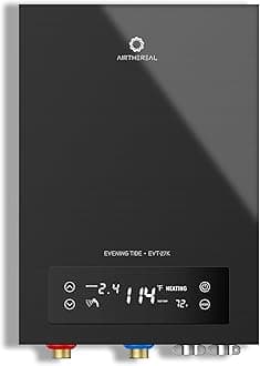Electric Tankless Water Heater, 27kW, 240Volts - Endless On-Demand Hot Water - Self Modulates to Save Energy Use - Small Enough to Install Anywhere - for 3 Showers, Evening Tide series