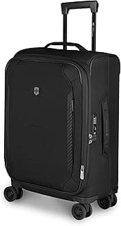 Crosslight Frequent Flyer Plus Softside Carry-On - Lightweight Rolling Suitcase for Travel Essentials - Expandable Luggage with Foldable Organizer - 46 Liter, Black