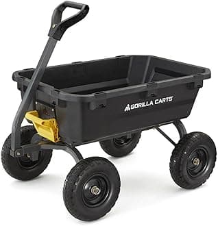 Gorilla CartsDump Cart, Maintenance-Free Poly, Black