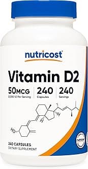 Vitamin D2 Supplement (2000 IU) 240 Capsules - Vegan, Non-GMO, Gluten-Free, Third-Party Tested