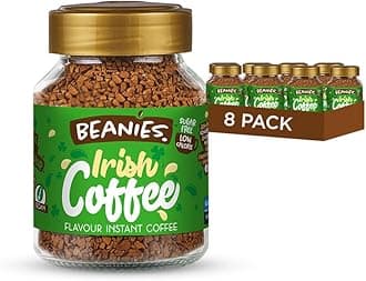 Beanies Instant Coffee with Irish Coffee Flavour, 400g (50g x 8 Pack) - Freeze-Dried Granules, Quick & Easy to Brew, Premium Taste, Rich in Flavour, Low-Calorie, Sugar-Free, Vegan