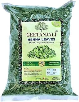 Geetanjali Organic Henna Mehandi Leaves for Hair color and hand 100% Organic Hair Color Chemical-Free hair Colour Natural Hair Color - Pack of 5 (200Gm)