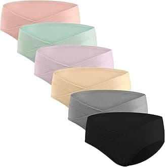 Angelhood 6 Pack Womens Cotton Maternity Underwear,Healthy Maternity Pregnancy Panties Postpartum Mother Under Bump Underwear