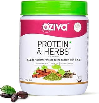 OZiva Protein & Herbs For Women, Chocolate 500G Natural Protein Powder For Weight Control, Better Metabolism & Hormonal Balance With Multivitamin, 23G Whey Protein, Ayurvedic Herbs, Certified Clean