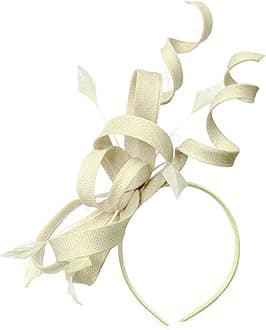 Caprilite Sinamay Headband Swirl Fascinator For Women Wedding Ascot Races (Cream)