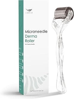 Derma Roller Microneedle Roller For Face Beard, 192 Titanium Real Individual Needles Microneedling Roller For Women and Men | 0.30mm Micro Needle Roller For Face (Crystal)