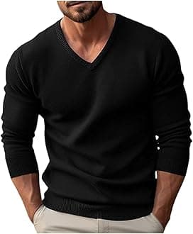Sweaters for Men V Neck Sweater Slim Fit Comfortably Knitted Long Sleeve Casual Business Pullover Dress Sweater 2024