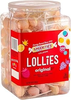 Smarties Double Lollies - Gluten Free, Peanut Free, Fat Free Assorted Fruity Flavors Lollipops - Low Calorie Perfect for Birthdays, Parties - Made by US Candy Company Since 1949-56 oz 200 Count