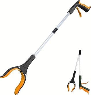 Grabber Reacher Tool - 32” Extra Long Foldable Gripper and Reaching Tool - Heavy Duty Pick Up Stick Grabbers for Seniors, Trash, Surgery Recovery Must Haves Gifts (Orange)