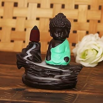 eCraftIndia Green Buddha Backflow Smoke Fountain with 10 incenses