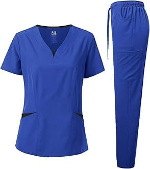 Women’s Contrast V-Neck Natural Stretch Scrub Set