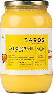 [A2 Desi Cow Ghee 1 Litre] A2 Danedar Desi Ghee | Traditional Bilona Method A2 Ghee | Grass-Fed | Curd-Churned | Cultured Ghee | Pure, Natural & Healthy (Glass Bottle 1000 ml)